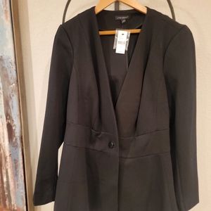 Black Collarless one button blazer